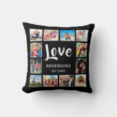 カスタムフォトコラージュパーソナライズされたブラック クッション (正面)