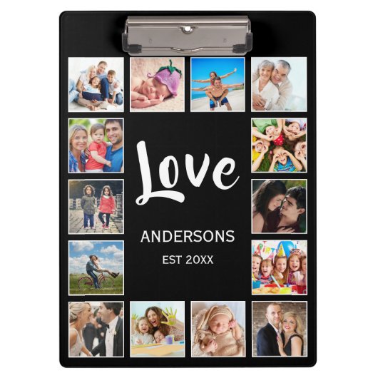 カスタムフォトコラージュパーソナライズされたブラック クリップボード (正面)