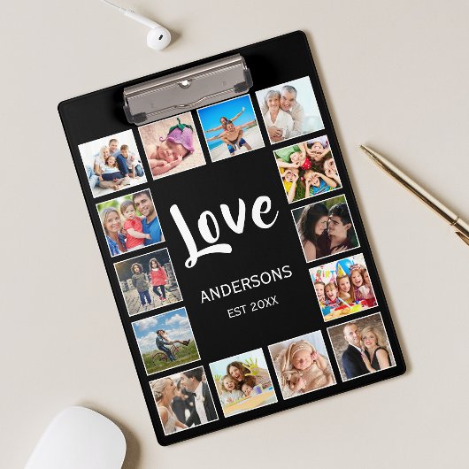 カスタムフォトコラージュパーソナライズされたブラック クリップボード