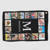 カスタムフォトコラージュパーソナライズされたブラック ゴルフタオル (横)