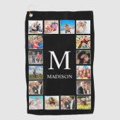 カスタムフォトコラージュパーソナライズされたブラック ゴルフタオル (正面)