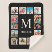 カスタムフォトコラージュパーソナライズされたブラック シェルパブランケット (正面)