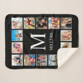 カスタムフォトコラージュパーソナライズされたブラック シェルパブランケット (正面(横))