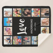 カスタムフォトコラージュパーソナライズされたブラック シェルパブランケット (正面(横))