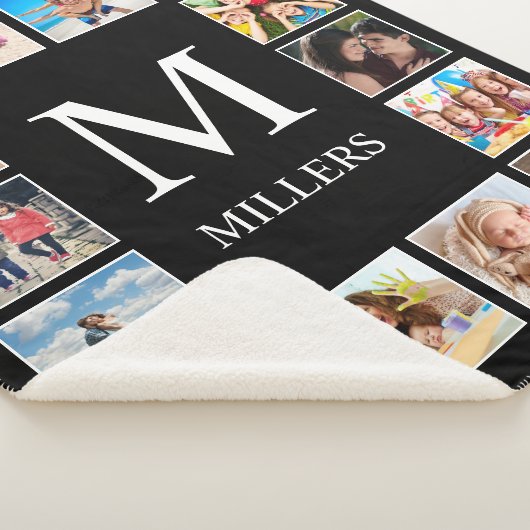 カスタムフォトコラージュパーソナライズされたブラック シェルパブランケット (3/4)