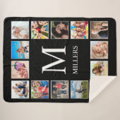 カスタムフォトコラージュパーソナライズされたブラック シェルパブランケット (正面(横))