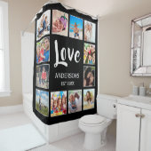 カスタムフォトコラージュパーソナライズされたブラック シャワーカーテン (インサイチュ)