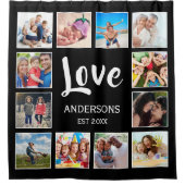 カスタムフォトコラージュパーソナライズされたブラック シャワーカーテン (正面)