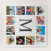 カスタムフォトコラージュパーソナライズされたブラック ジグソーパズル (横)