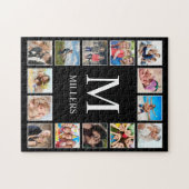 カスタムフォトコラージュパーソナライズされたブラック ジグソーパズル (横)