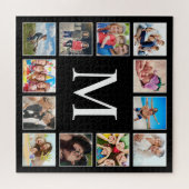 カスタムフォトコラージュパーソナライズされたブラック ジグソーパズル (横)