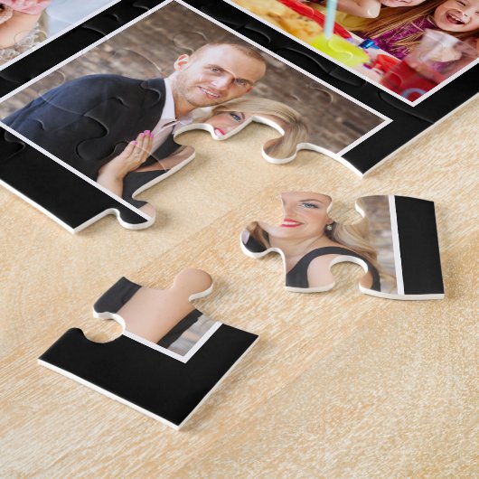 カスタムフォトコラージュパーソナライズされたブラック ジグソーパズル (側面)