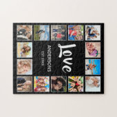 カスタムフォトコラージュパーソナライズされたブラック ジグソーパズル (横)