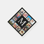 カスタムフォトコラージュパーソナライズされたブラック スタンダードカクテルナプキン (角)