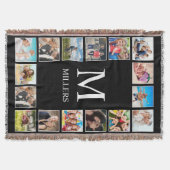 カスタムフォトコラージュパーソナライズされたブラック スローブランケット (正面)