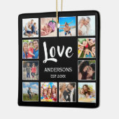 カスタムフォトコラージュパーソナライズされたブラック セラミックオーナメント (左)