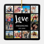 カスタムフォトコラージュパーソナライズされたブラック セラミックオーナメント (裏面)
