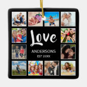 カスタムフォトコラージュパーソナライズされたブラック セラミックオーナメント (正面)