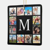 カスタムフォトコラージュパーソナライズされたブラック セラミックオーナメント (左)