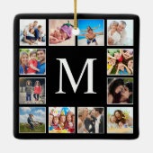 カスタムフォトコラージュパーソナライズされたブラック セラミックオーナメント (裏面)