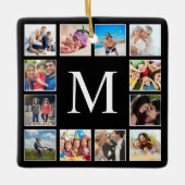 カスタムフォトコラージュパーソナライズされたブラック セラミックオーナメント (正面)