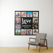 カスタムフォトコラージュパーソナライズされたブラック タペストリー (インサイチュ)