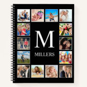 カスタムフォトコラージュパーソナライズされたブラック ノートブック (正面)