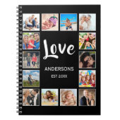 カスタムフォトコラージュパーソナライズされたブラック ノートブック (正面)