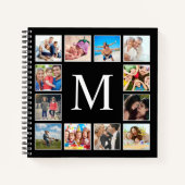 カスタムフォトコラージュパーソナライズされたブラック ノートブック (正面)