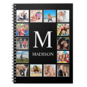 カスタムフォトコラージュパーソナライズされたブラック ノートブック (正面)