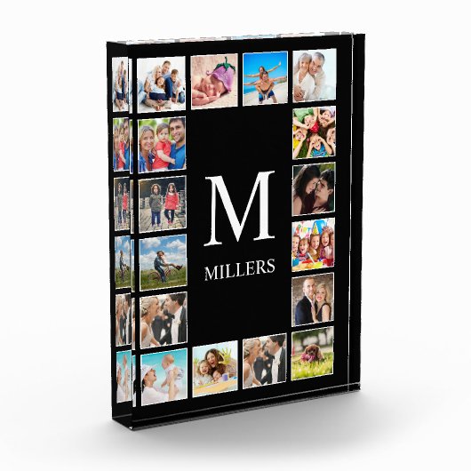 カスタムフォトコラージュパーソナライズされたブラック フォトブロック (左)