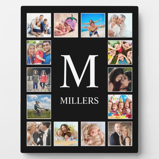 カスタムフォトコラージュパーソナライズされたブラック フォトプラーク (正面)