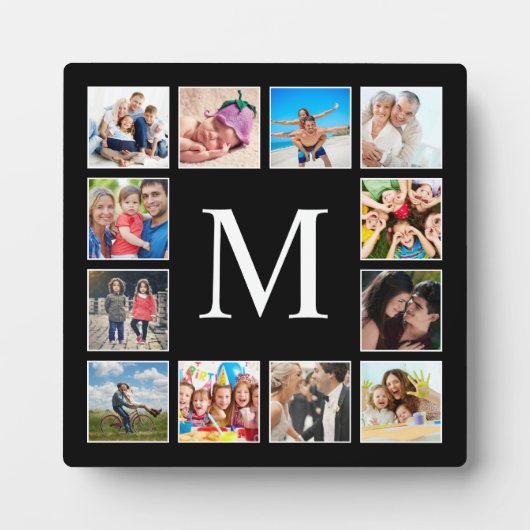 カスタムフォトコラージュパーソナライズされたブラック フォトプラーク (正面)