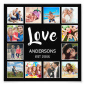 カスタムフォトコラージュパーソナライズされたブラック フォトプリント            (正面)