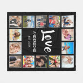 カスタムフォトコラージュパーソナライズされたブラック フリースブランケット (正面(横))