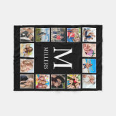 カスタムフォトコラージュパーソナライズされたブラック フリースブランケット (正面(横))