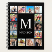 カスタムフォトコラージュパーソナライズされたブラック プランナー手帳 (正面)