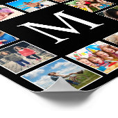 カスタムフォトコラージュパーソナライズされたブラック ポスター (角)