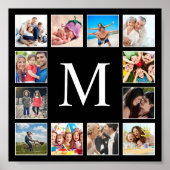 カスタムフォトコラージュパーソナライズされたブラック ポスター (正面)