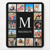 カスタムフォトコラージュパーソナライズされたブラック マウスパッド (正面)