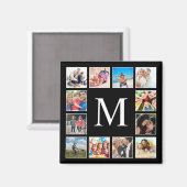 カスタムフォトコラージュパーソナライズされたブラック マグネット (正面/裏面)