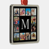 カスタムフォトコラージュパーソナライズされたブラック メタルオーナメント (右)