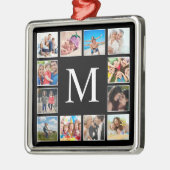 カスタムフォトコラージュパーソナライズされたブラック メタルオーナメント (左)