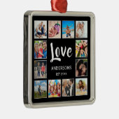 カスタムフォトコラージュパーソナライズされたブラック メタルオーナメント (右)