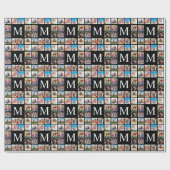 カスタムフォトコラージュパーソナライズされたブラック ラッピングペーパー (フラット)