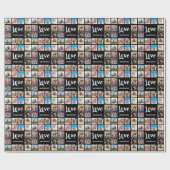 カスタムフォトコラージュパーソナライズされたブラック ラッピングペーパー (フラット)