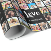 カスタムフォトコラージュパーソナライズされたブラック ラッピングペーパー (ロールコーナー)