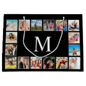 カスタムフォトコラージュパーソナライズされたブラック ラージペーパーバッグ (正面)