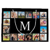 カスタムフォトコラージュパーソナライズされたブラック ラージペーパーバッグ (裏面)