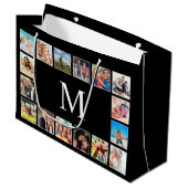 カスタムフォトコラージュパーソナライズされたブラック ラージペーパーバッグ (正面アングル)